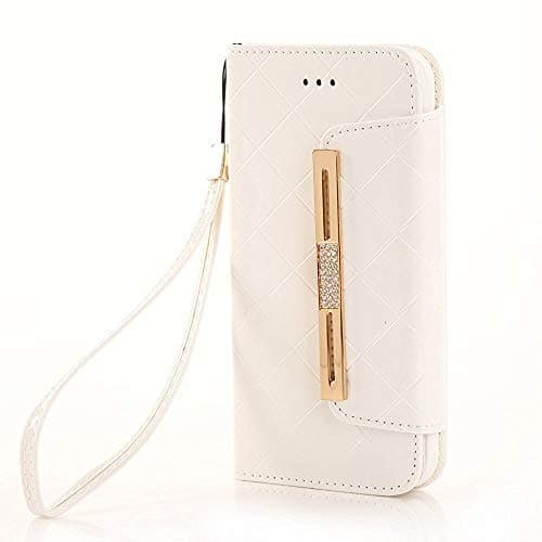 iPhone 7 Plus Case, SSK Premium PU Leather Stand Slim Flip Folio Cover Clutch Wristlet HandBag Wallet Case with Card Pocket Shockproof Screen Protective for iPhone 7 Plus 5.5 inch (White)