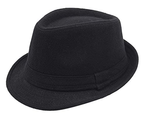 Men's Classic Manhattan Structured Wool Felt Trilby Fedora Hat with Band