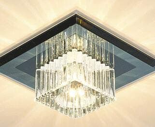 SILJOY Modern Rectangular Crystal Chandelier Rectangle K9 Raindrop Flush Mount Ceiling Light Fixture for Living Room Dining Room Kitchen Island L32" x W7.9" x H15"