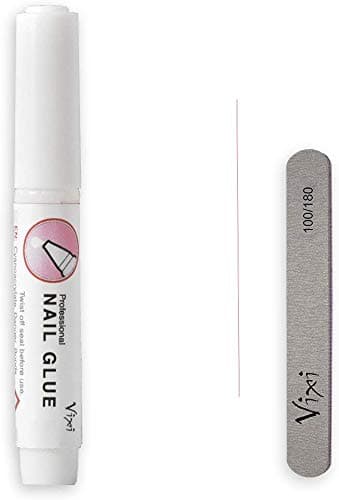 By Vixi 1 x 2g EXTRA STRONG NAIL GLUE with FREE PREP FILE Clear Instant Dry Adhesive, Professional Salon Quality