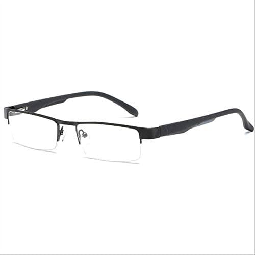 QJWBB Men Reading Glasses Retro Business Hyperopia Alloy Half Frame Eyeglasses Prescription Eyeglasses +200 Black