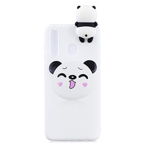 FNBK Galaxy A50 Case Shockproof Soft Silicone Rubber Smiley Panda Pattern Ultra Slim Protective Back Cover for Women