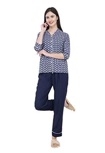 Rayon Payjama Set for Women (Blue,)
