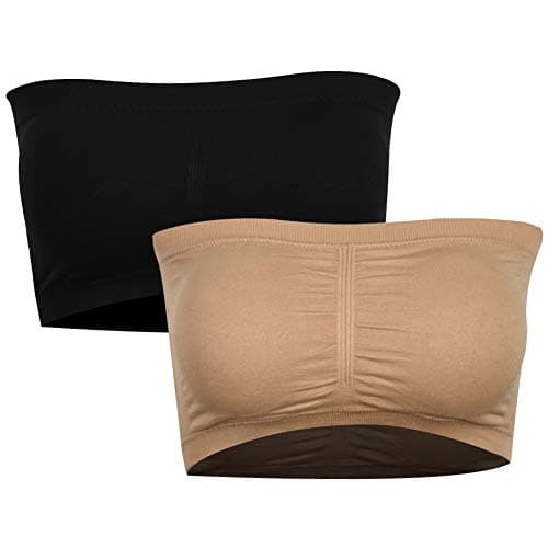 PUREMSX Women's Padded Strapless Bra, Basic Wire-Free Summer Seamless Bandeau Tube Top Bra,1/2/3/4 Pack
