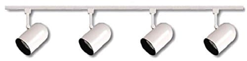 Track Lighting by HOMEnhancements 4 Light Round Back on Adjustable Rails White 48 inch / 4 feet Wide Best Traditional Collection