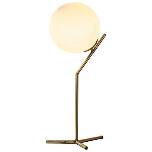 Firefly Lighting Glass Ball and Angled Mental Table Lamp with 3 Color LED Bulb,21.5" H,Brass