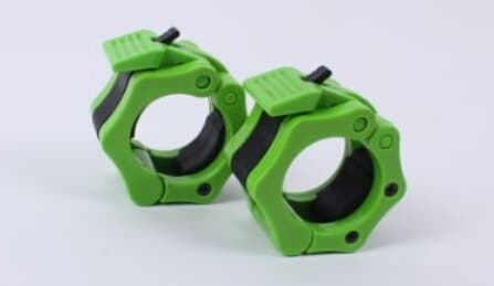 Castlestone Quick Release Pair of Locking 2" Olympic Size Barbell Clamp Collar Great for Pro Crossfit Training (Green)