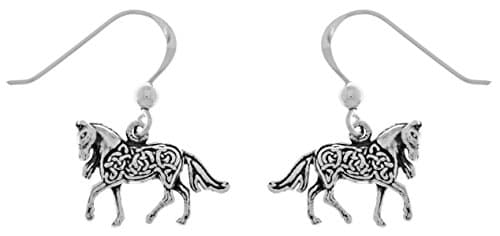 Jewelry Trends Sterling Silver Small Celtic Knotwork Horse Shaped Dangle Earrings