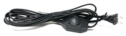 Black 11 Foot Long Lamp Cord Set with Full Range Incandescent Dimmer installed 8ft froom plug,with Polarized End Plug, Stripped Ends Ready for Wiring