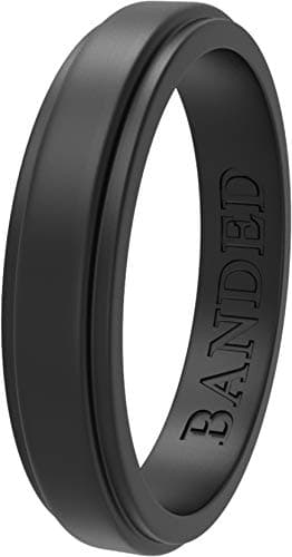 BANDED GLORY Silicone Wedding Ring for Men, Rubber Wedding Bands, Step Edge Design