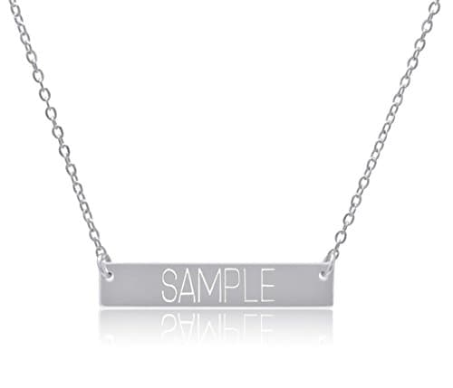 De Lelu Sterling Silver Personalized Engravable Horizontal Bar Necklace