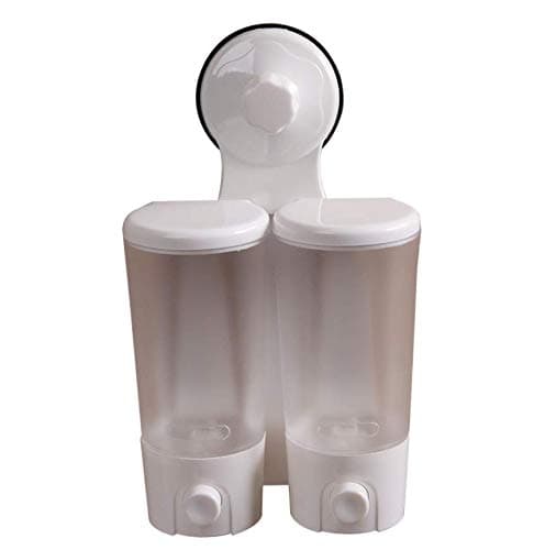 Suction Cup Wall Mounted Double Liquid Soap Hand Dispenser For Hotel Bathroom