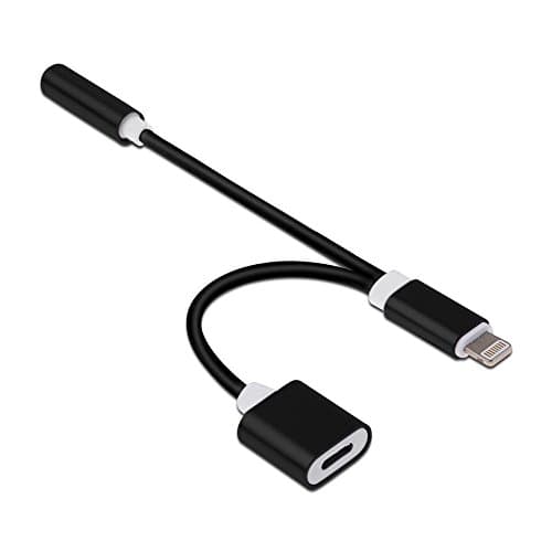 iphone 7 / 7 Plus / 8 / 8 Plus / X adapter,2 in 1 Lightning Adapter and Charger,Lightning to 3.5mm Aux Headphone Jack Audio Adapter for iphone X, 8, 8 plus, 7 plus-Black