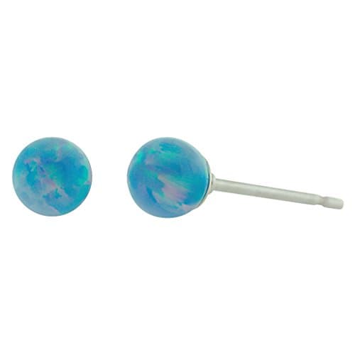 Trustmark 925 Sterling Silver 4mm Cornflower Blue Created Opal Ball Stud Post Earrings, Carrie