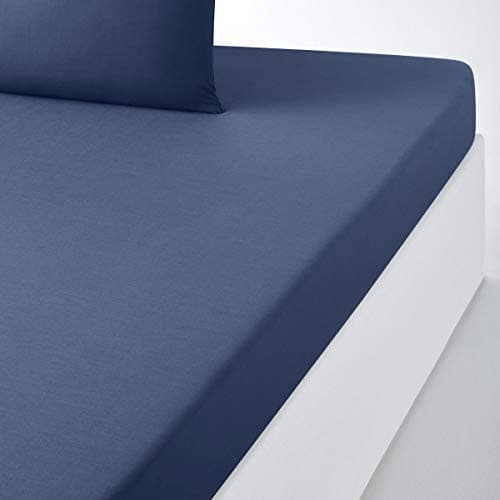 La Redoute Interieurs Plain Fitted Sheet Blue Size 180 X 200 cm
