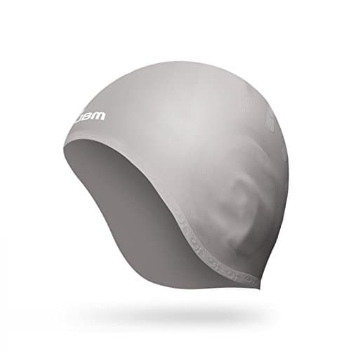 JBM Swim Cap Silicone Waterproof Hat with Ear Protect Pocket for Long Hair Women, Kids. Swimming Gear 3D Ergonomic Anti-Skid design, Talcum Power, High Elasticity, Durable Usage (Silver - seashell, 1)