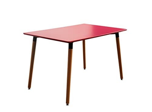 Madison Home Modern Small Space Dining Table with Natural Wood Legs Red Red Finish
