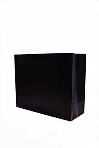 Singular Metallizing Party Gift Paper Bags Medium Size (Set of 12) (Horizontal (12.2'' X 10'' X 4.7''), Black)