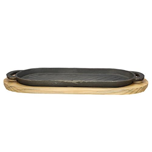 Rustik Craft Cast Iron Sizzling Oval Platter with Wooden Holder/Weight- 2800 Grams…