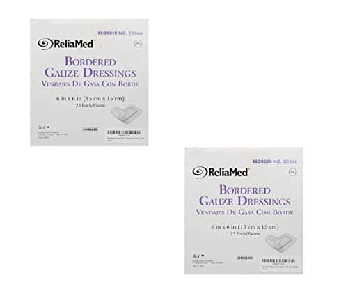 Bordered Gauze, 6 X 6, Latex-Free, Sterile, 25 Count (2 Pack)