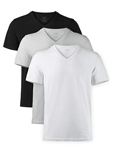 Genuwin 3 Pack Men's Vests Micro Modal Undershirts Ultra Soft V-Neck Vest Short Sleeve Tag Free T-Shirt Underwear