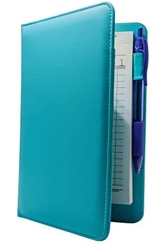 SERVER BOOK Brand Server Organizer/Wallet for Waiters and Waitresses | Perfect Booklet for Waitstaff Essentials | Includes 2 Pouches, Pen Holder, and Notepad Slot (Turquoise)