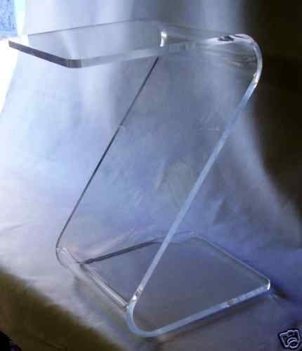 Clear END "Z" TABLE Lucite Acrylic Lucite Plexiglass Contemporary