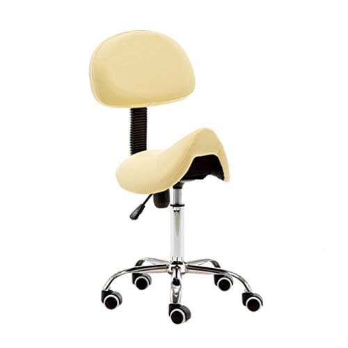 Adjustable Swivel Salon Stool Ergonomic Saddle Stool with Backrest Massage Tattoo Spa Office Chair,Beige