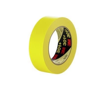 (24 Roll-Pack) 3M 301+ Yellow 18 MM x 55 M 225F Performance Masking Tape 6.3 Mil Equiv to 3/4 Inch
