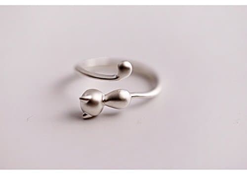 VG Studio Adjustable Cute Cat Elegant Simple Fashion Open Copper Ring, Sliver