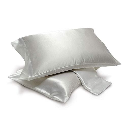 Alexandra DreamHome 4-Piece Super Soft Silky Satin Bed Sheet Set, Multiple Colors (2-pc Pillow Cases (King), Silver)