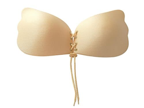 Qimone Silicone Push-Up Strapless Backless Self-Adhesive Gel Magic Stick Invisible Bra For Low-Cut Outfits and Without Shoulder Strap or Back-Buckle (C Cup)