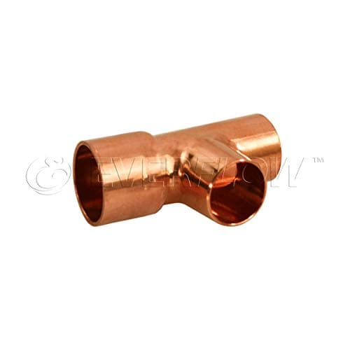 Everflow Supplies CCRT1000 Reducing Tee Fitting with with Solder Cups for Cop, 1 X 1/2 X 1/2, Copper