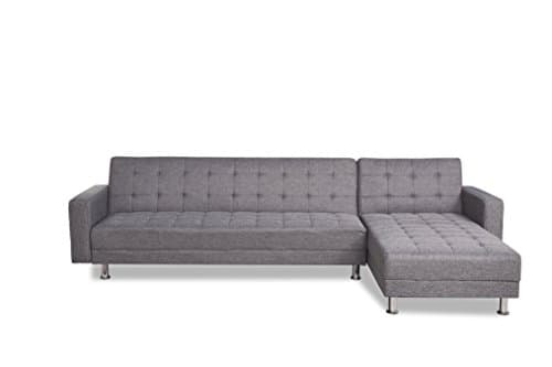 fat june Barcelona Sectional Sofa Bed with Chaise, Dark Gray