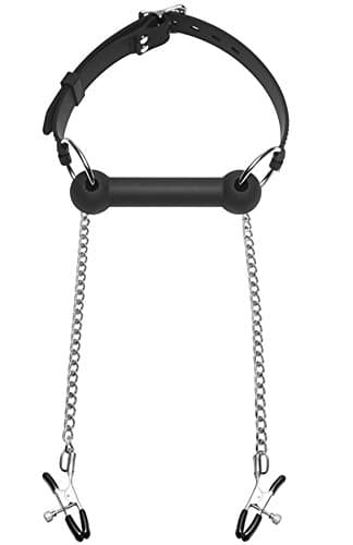 Sexy Fetish black gag with clamps