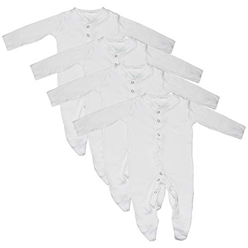 Budding Bear Set of 4 Organic Cotton Unisex Romper Footed Baby Wear White