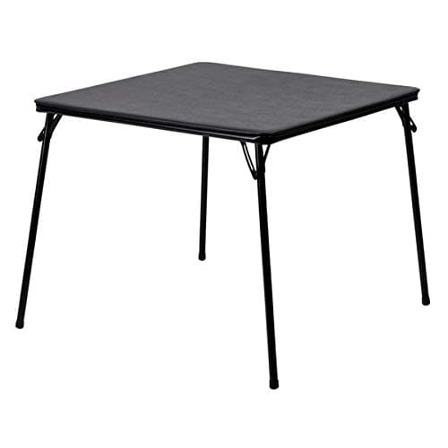 Set of 5 Modern Design Folding Utility Card Table Durable Vinyl Padded Tabletop Powder Coated Steel Frame Finish Indoor-Outdoor Home School Office Furniture - Black/2230a