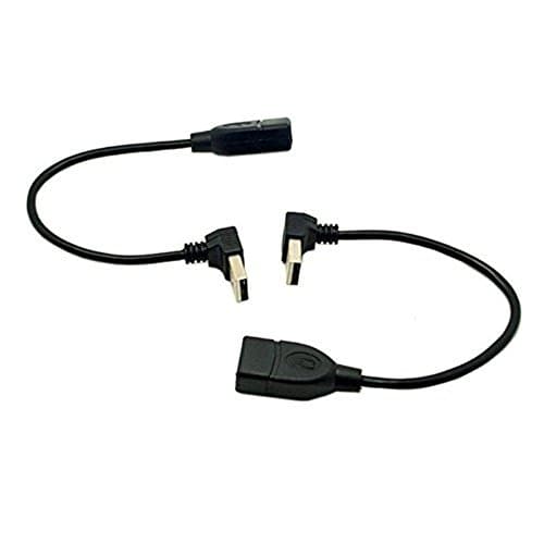 CHIBI 1 Pair of 90 Degree Up & Down Right Angled USB 2.0 A Male to Female Extension Cable Black