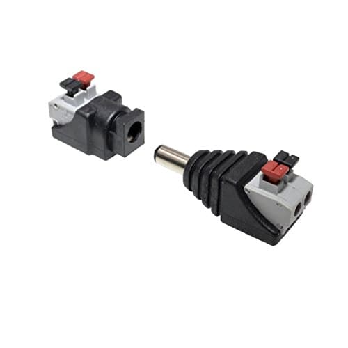 10 Pairs Press to Seize Wire DC Jack 5.5/2.1mm Barrel Connector Power Adapter ( Female + Male ), For LED Light Strip, CCTV, Camera