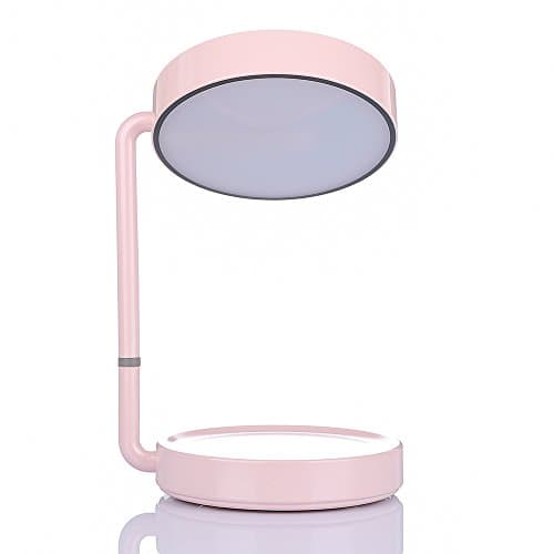 Tubaby Led Lighted Vanity Mirror Natural Bright Light Makeup Mirror with Rechargeable Battery Operated Lights Around Mirror,Bedside Table Lamps with USB Port(Touch Control,3-level Brightness,Pink)