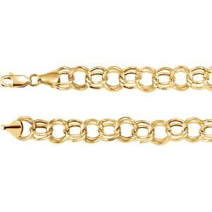 14K Yellow Gold 5.7mm Double Link Charm 7.25 Inch Bracelet