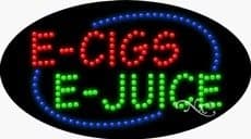 LED E-Cigs E-Juice Sign for Business Displays | Flashing Oval Electronic Light Up Sign for Smoke Shops, Vape Shops | 15"H x 27"W x 1"D