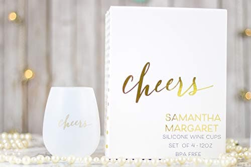 Cheers Silicone Wine Cups - 4 Pack with Gift Box, Perfect for parties, weddings, bachelorette parties, and more!