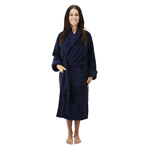 Comfy Robes Personalized Women's 16 Oz. Turkish Terry Cotton Bathrobe, L/XL (OSFM) Navy
