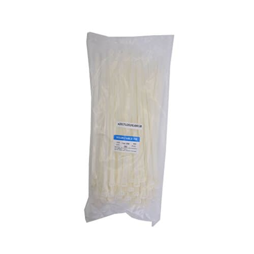 100pcs 10" Reusable Nylon Cable Tie Width 7.6mm Heavy Duty Releasable Plastic Wire Heavy Duty Zip Ties Natural White