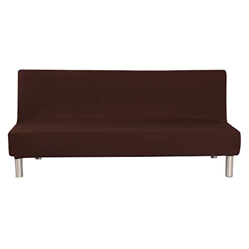 PengXiang Futon Sofa Cover, Slipcover Solid/Muti Color Sofa Bed Covers Full Folding Elastic Armless 80 x 50 inch, Lightweight Stretch Furniture Protector- Chocolate:80" X 50"