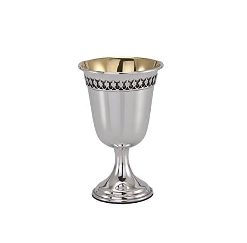 Hazorfim, Filigree Stem Silver Kiddush Cup Sterling Silver 925 kiddush Cup Saucer Plate Wine Shabbat Shabbos bar mitzva Wedding Gift Handmade Israel Judaica