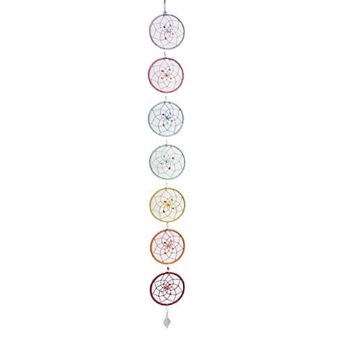 Wind Chimes Hanging Decorations - 7 Ring Dream Catcher Home Dreamcatcher Wind Chimes Bed Room Wall Hanging - Tile Toy Ring Decorations Wind Compass Tank Wooden Pink Bird Gold Catcher & Croch