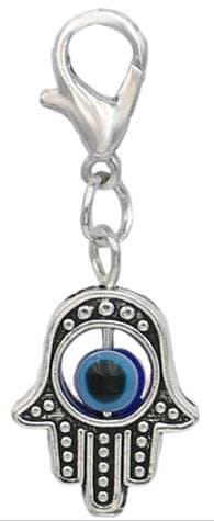Tibet Silver Tone Hamsa Hand EVIL EYE Fatima Good Luck Charm Pendant - Embellish Your Purse, Also for DIY Arts & Craft Charm, Pendant, Backpack, Keychain, Unique KandyCharmz