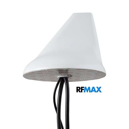 RSF-AW-G4W-SSS: 3-in-1 White Adhesive Mount Sharkfin Antenna - GPS+3G/4G/LTE+WiFi with SMA Male
